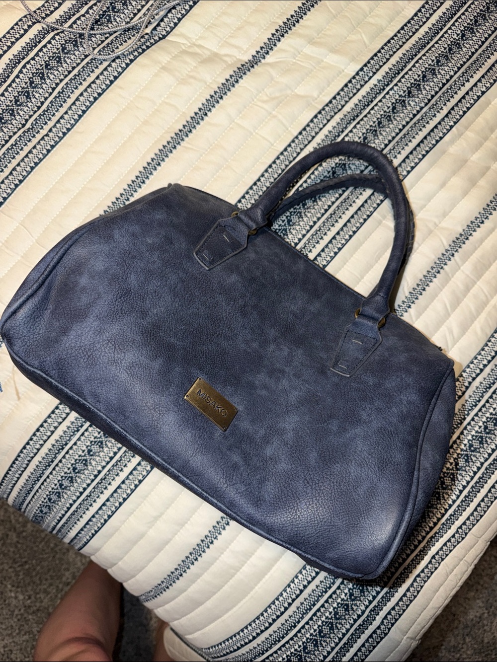 Misako Navy Leather-Effect Holdall Bag